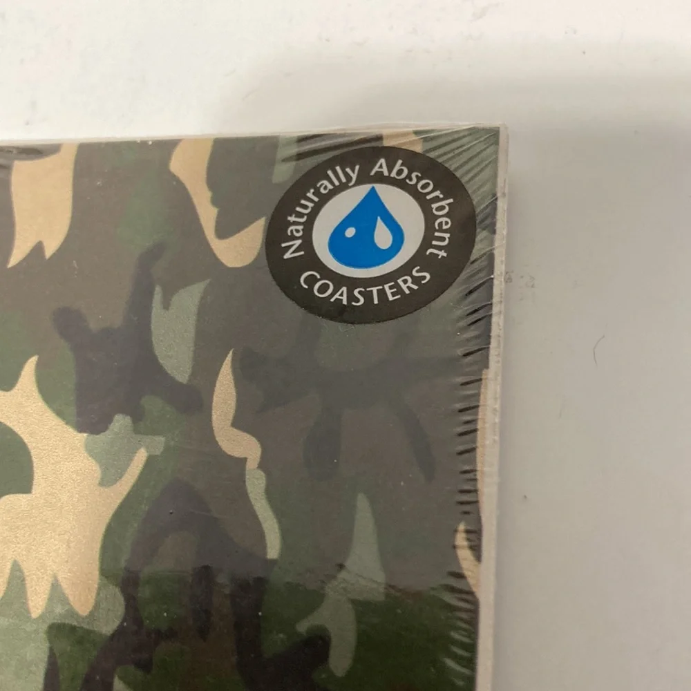 Camouflage Hunting Military Drink Coasters Absorbent Cork Backed Set of 4